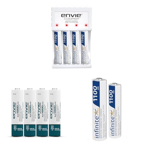 Image of ENVIE (ECR20MC+4xAAA1100) Cooper Standard Rechargeable Battery Charger for AA & AAA Ni-mh /Ni-Cd wit