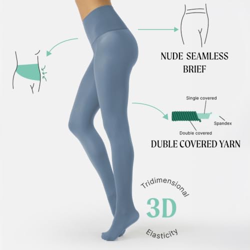 Image of CALZITALY Seamless Tights, 50 DEN High-Waist Pantyhose with no seams, Multi Color Opaque Tights - S, XXL, Italian Hosiery