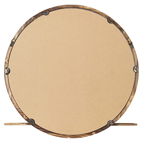 Wood Round Mirror 20 Inch with Shelf, Wood Frame Mirror for Bathroom Bedroom Living Room Entryway, Modern Decorative Large Round Wall Mirror Hanging Wooden Rustic Farmhouse Mirrors Circle - Image 8