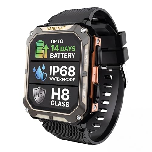 Hard Hat Watches - Rugged Smart Watch for Men, Original Smartwatch, Waterproof Smart Watch for Construction Work Men, with Fitness Trackers, Heart Rate Monitor, IP68, Pedometer, Workout Modes & More