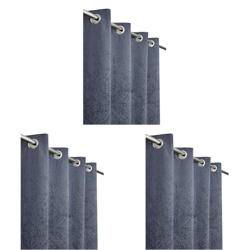 Image of Homefab India 1 Piece Velvet Window Curtain - 5 feet, Room Darkening Curtains, Grey (Pack of 3)