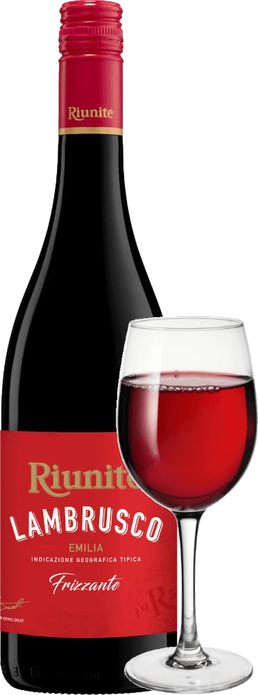 Lambrusco Rosso Emilia IGT von Cantine Riunite - Rotwein 12 x 0,75l VINELLO - 12er - Weinpaket inkl. kostenlosem VINELLO.weinausgießer