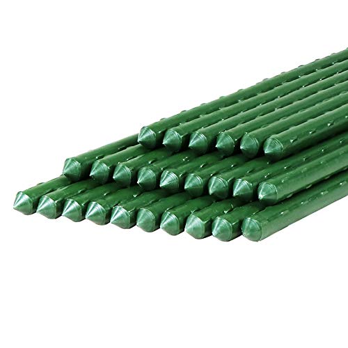 Newtion 4FT 25PCS Steel Core & Plastic Coated Garden Stakes Sturdy Plant Metal Sticks Supporter Plastic Coated for Tomato Cucumber Strawberry Bean Tree