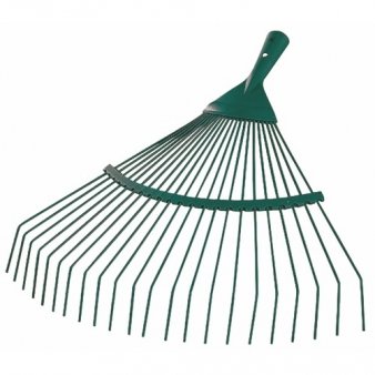 LEBORGNE - Balai Gazon Fil Rond Sans Manche - Outil Jardinage pour Ramassage Déchets Végétaux et Scarification Pelouses - 20 Dents - 44 cm - Poids 0,55 kg