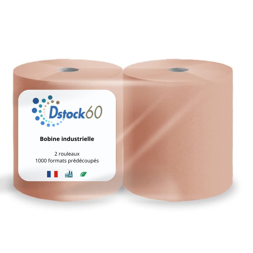 DSTOCK60 - Lot de 2 bobines industrielles 1000 formats - 2 plis pure ouate recyclée