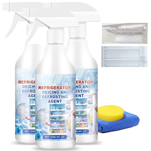Spray de descongelación para frigorífico y congelador, spray de descongelación rápida para refrigerador, potente spray de descongelación para el hogar (3 piezas)