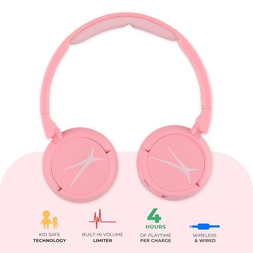 Image of Altec Lansing - Kid Safe 2-in-1 Bluetooth Headphones, Safe Volume Limiting, Foldable Design, Enjoy Audio and Protect Your Child's Hearing (Pink)