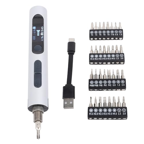 Mini Destornillador Eléctrico, Control Preciso de Torsión, 32 Puntas de Metal, Negro - Batería Recargable Potente, Diseño Compacto Ergonómico para Reparación de Teléfonos y (Pago)