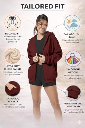 Image of FUNKY MONKEY - Women's Cute Hoodies Teen Girl Winter Jacket Sweatshirts Casual Drawstring Clothes Zip Up Hoodie with Pocket