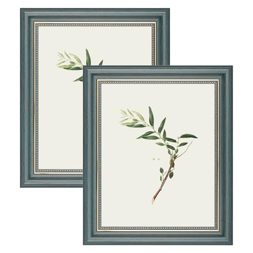 YoHyien Bilderrahmen Vintage 20x25 2er Set Retro Fotorahmen zum Aufhängen und Aufstellen Shabby Chic Postkarten Rahmen für Den Schreibtisch Picture Photo Frame for Wall (Grün 20 x 25 cm)