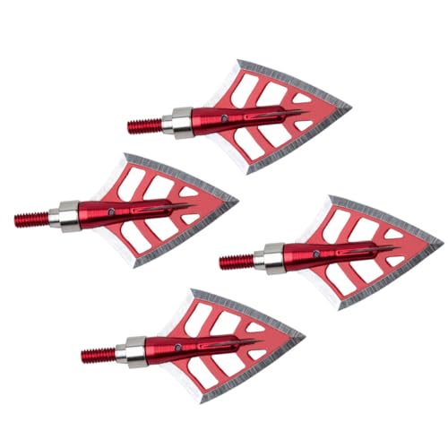 Veemoon Puntas de Flechas para Tiro 4 Unidades Rosca Fija Acero Inoxidable Compatibles Recurvo Compuesto Fibra de Vidrio y Carbono Color Rojo y Práctica Deportiva