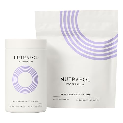 Image of Nutrafol Postpartum Hair Growth Supplements, Clinically Tested for Visibly Thicker Hair and Less Shedding, Breastfeeding-friendly - 2 Month Supply, Pack of 2