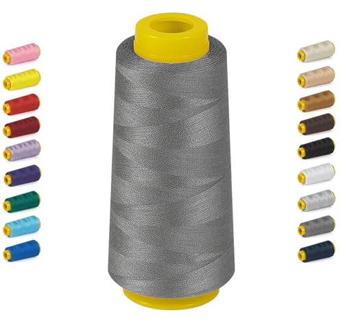 StiVerse 1800 Yards Serger Thread-Dark Gray All Purpose Thread for Sewing Serger Thread ConesPolyester Thread 40s/2 for Serger&Overlock Quilting Piecing Sewing Machine