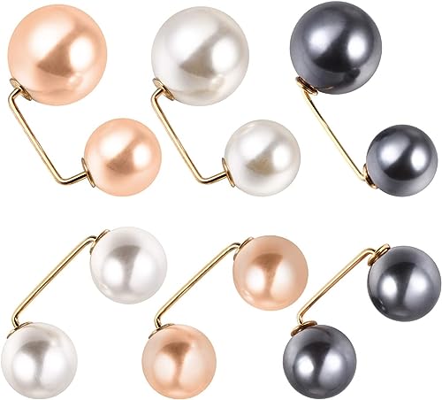 安全ピン ウエスト引き締めピン 人工真珠 パール ピン ブローチ 1セット6ピース かわいい おしゃれ レディース -