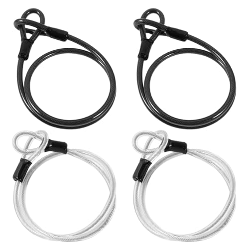 sotode 4 cables de acero con ojales, cable de seguridad de acero inoxidable, 1 m, para bicicletas, motocicletas, puertas de cristal y varios dispositivos grandes, color negro y plateado