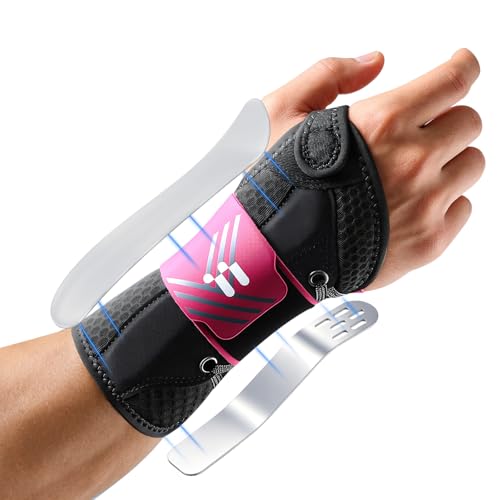 Fitomo Handgelenk Bandagen mit Abnehmbarer Schiene Handgelenkstütze mit Offenem Daumendesign Atmungsaktive Karpaltunnelsyndrom Schiene für Sehnenscheidenentzündung Arthritis & RSI Rechts S/M