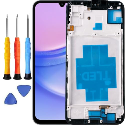 Tefnkiee for Samsung Galaxy A15 Screen Replacement for Samsung A15 4G/5G Screen Replacement with Frame A156u A156e A156w S156dl SM-A156vl A156B/DS LCD Display digitizer Touch Screen Black 6.5 Inch