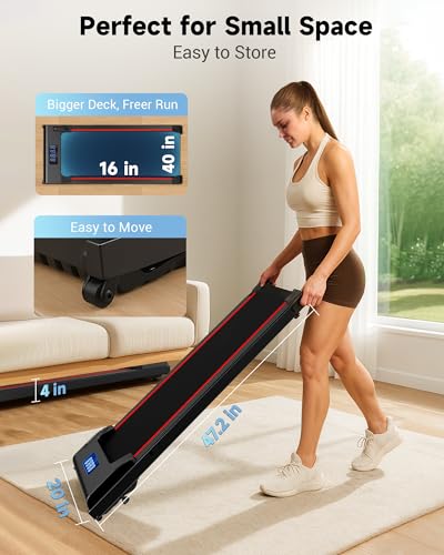 Image of NeoSilent Walking Pad Under Desk Treadmill for Home with BLDC Core and Extra-Large Belt, App and Remote Control,Compact and Portable for Small Space