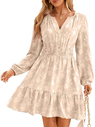 Image of BerryGo Womens Long Sleeve Mini Dress Casual A Line Flowy Loose Vacation Party Babydoll Fall Short Dresses with Pocket