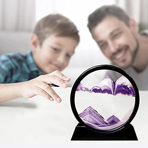 Image of NYRWANA Sand Art, Moving Sand Art,Sand Art Decor Wall Painting, Natural Landscape in Motion Display with Flowing Sand Frame for Home Decor, Diwali Gift Item (10 inch, Purple)