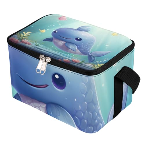 Lunch Bags for Women Men 9 Cans,Cute Whale Hot & Cold Food Delivery Bag Insulated Grocery Bag Insulated Lunch Box Cartoon Whale Cooler Bag for Office Work Picnic Beach
