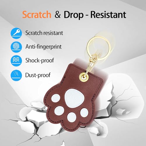 Image of Leather Keychain Case Holder Compatible with Apple AirTag, GPS Airtag Keychain Finder Tracker with Key Ring, Anti-Scratch Protective Air Tag Cover | Leather