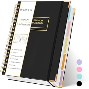 Huhuhero B5 Spiralbuch mit 5 Fächern Schwarz