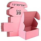 MAGICTAILL 12x9x4 inches Shipping Boxes Set of 20, Small Corrugated Cardboard Box, Literature Mailer, Gift Boxes (Pink, 12x9x4)