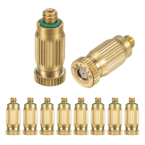 M METERXITY 10-Pack Brass Misting Nozzles, 0.02"/0.5mm Orifice Mister Nozzles Brass, High Pressure Spray Misting Nozzle Head for Outdoor Cooling System/Greenhouse/Landscaping [10/24 UNC] -  mma240624ty001001jp