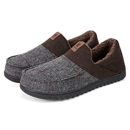 VeraCosy Herren Plaid Wollstoff Moc Hausschuhe, braun, 42 2/3 EU Cover