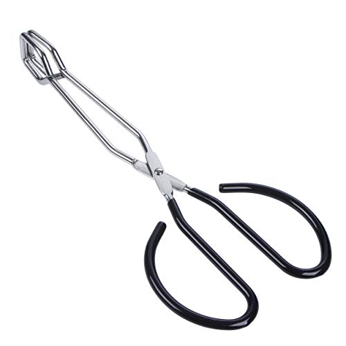 MSY BIGSUNNY Stainless Steel Scissor Tongs Heavy Duty Cooking Tongs with Soft Handles (1, black 10")