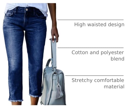 Image of Sidefeel Women's High Waisted Straight Leg Jeans Capri Denim Pants