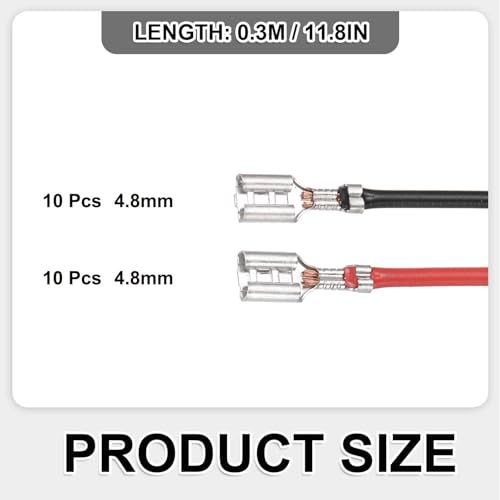 Terminales de crimpado de pala hembra dobles MECCANIXITY con cables de 30cm y fundas ignífugas 2