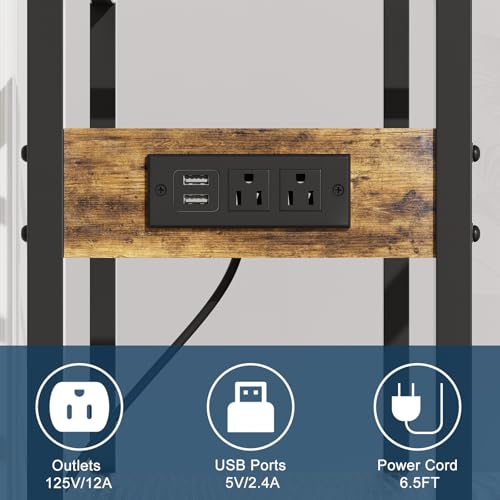 Image of Urban Deco 40 Gallon Fish Tank Stand with Power Outlets, 660LBS Capacity Aquarium Stand, Metal Fish Tank Stand Dual-Layer Design Terrarium Stand, Rustic Brown