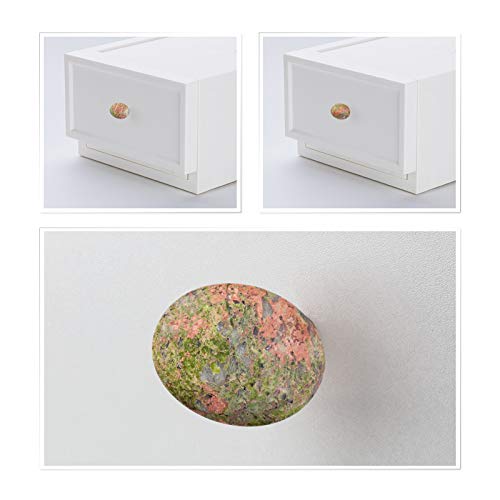 mookaitedecor Set of 4 40mm Unakite Stone Drawer Knobs with Screws, Healing Stones and Crystals - Image 4