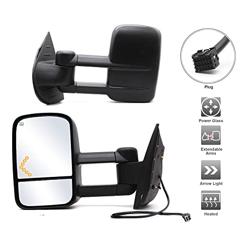 Power Heated LED Tow Mirror for 2007-2014 Chevy Silverado 1500/2500/3500 Tahoe/Suburban/GMC Sierra/Yukon LH/RH