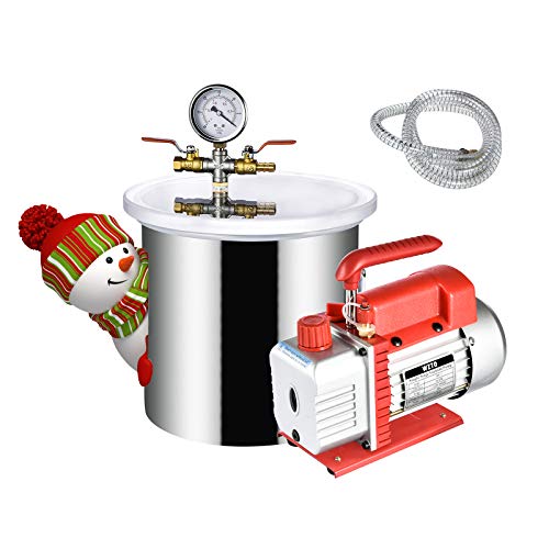 5 Gallon Vacuum Chamberwith 1/4HP Vacuum Pump, 20L Pressure Pot, 304