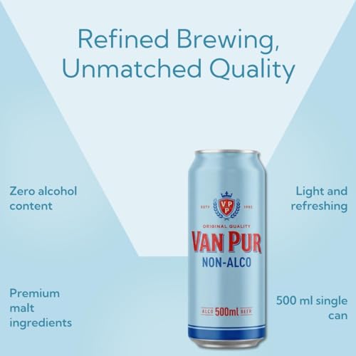 Image of Van Pur Non Alcoholic Beer 500 ML - Zero Alcohol Malt Beverage, Light & Refreshing, Pack of 1