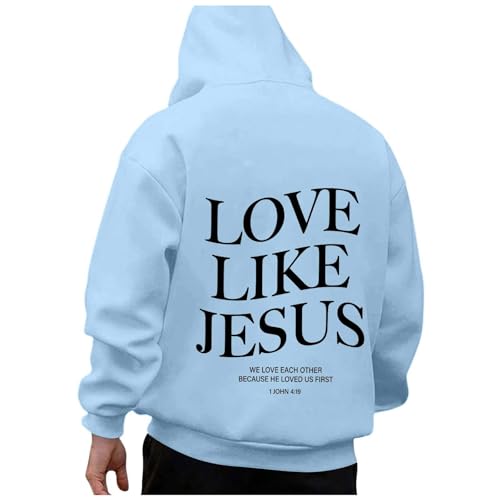 Love Like Jesus Hoodies for Men Bible Verse Inspirational Pullover Tops Oversized Long Sleeve Fashion Outfits 20252
