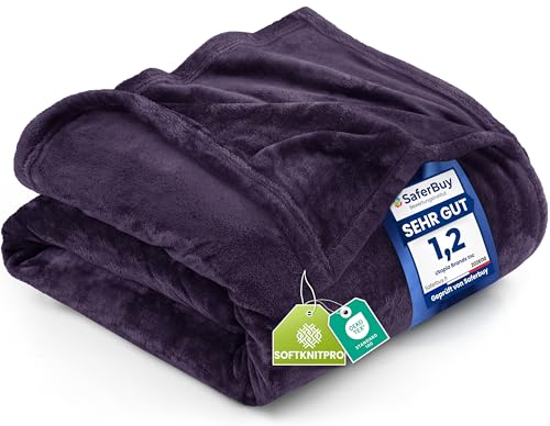 Utopia Bedding Kuschelige Fleecedecke [200x150 cm, Lila] Weiche, leichte, warme Flauschige Decke Kuschelige & atmungsaktive Decken für Bett Sofa Couch