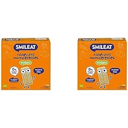 Smileat - Panecitos Multicereales Ecológicos, Ingredientes Naturales, Snacks y Meriendas, Para Bebés a Partir de los 6 Meses, 60g (Paquete de 2)