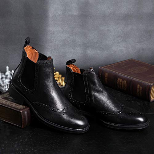 Feito à mão Botins masculinos pretos com bico fino pretos para festas couro genuíno puro (Color : Pr