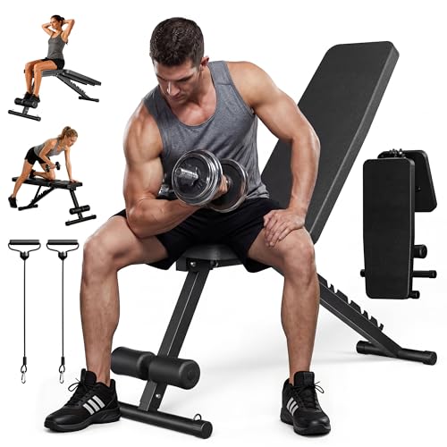 Adjustable Weight Bench for Home Gym, 600LBS Capacity Foldable Workout Bench with 7 Backrest...