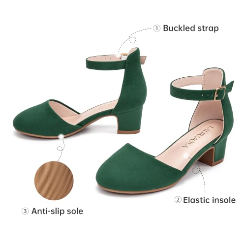 Image of LAURMOSA Girls Dress Shoes Closed Toe Pumps High Heels for Little Big Kid