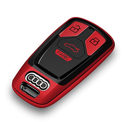 Tengare Car Key Fob Cover Compatible with Audi Key Case Red A4 allroad A5 Q5 PHEV S4 S5 SQ5 Sportback TT RS TTS Accessories