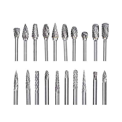 Lot de 20 embouts en métal dur double coupe pour embouts de carving avec tige 1/8' et longueur de tête 1/4' en carbure de tungstène Rotary (couleur : argenté)