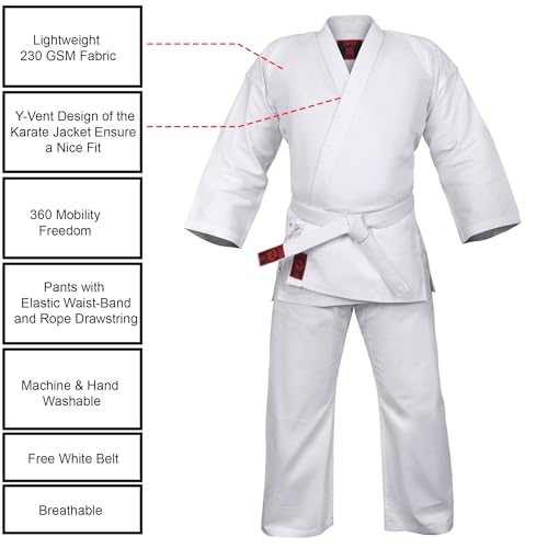 Zafco Sports Karate Uniform For Kids & Adults Lightweight Student Karate Gi Martial Arts Uniform With Belt thumb #1
