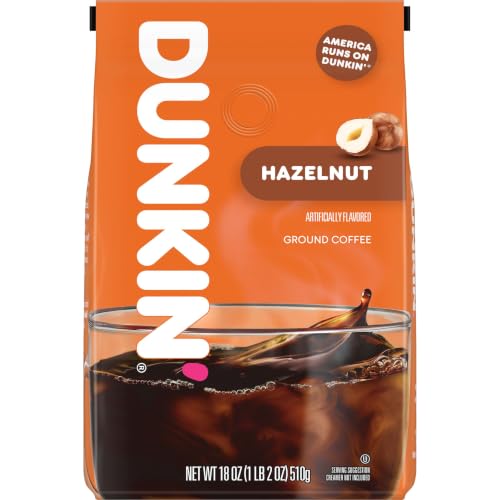 Dunkin’ Hazelnut Artificially Flavored Ground Coffee, 18 Oz. Bag