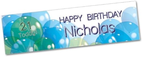 Personalised Name and Age Happy Birthday Party Banner 60 x 17 inches