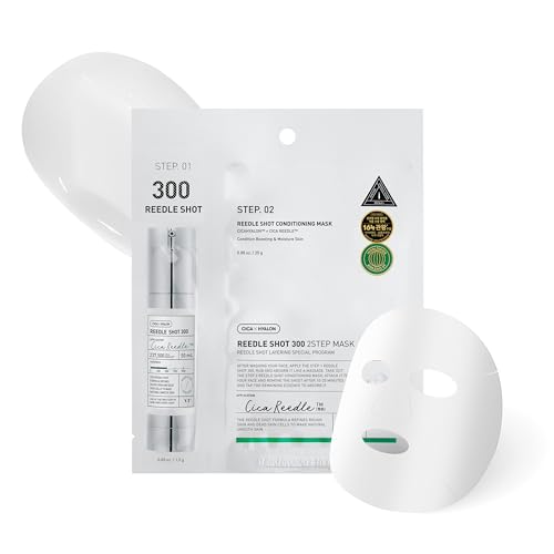 VT COSMETICS 2 Step Mask ReedleShot 300, Cica Reedle, Korean Skincare (1 Sheet Mask + 0.05 oz Cream)